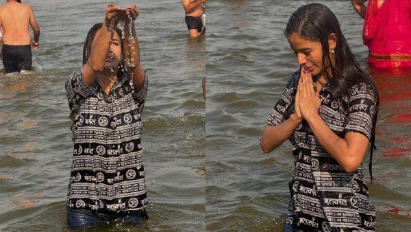 पूनम पांडे ने मौनी आमवस्या के दिन कुंभ तट पर पवित्र डुबकी लगाई